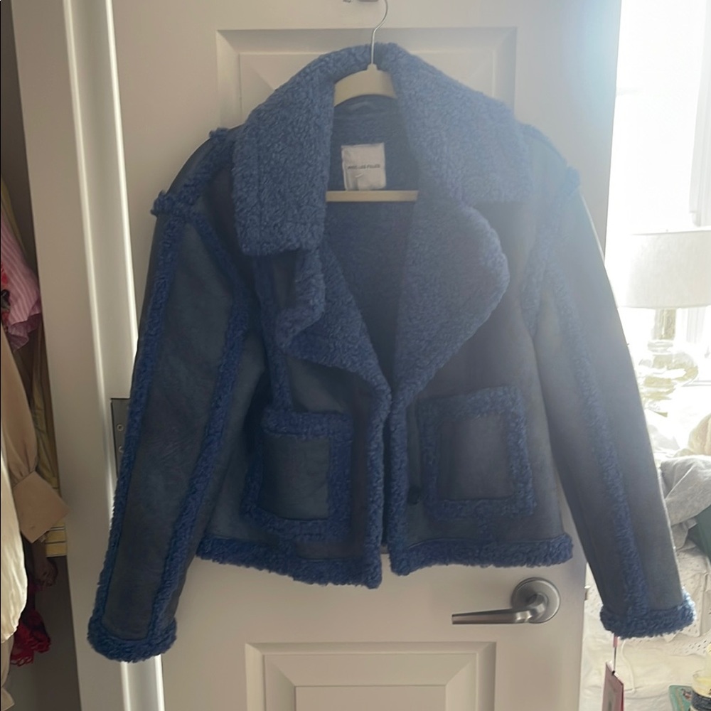 Avec Les Filles Cerulean Shearling Jacket